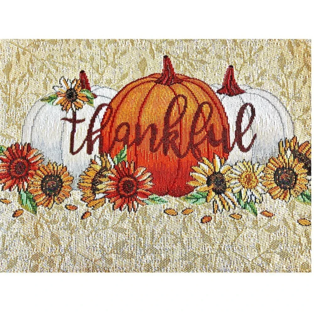 Thanksgiving Placemats Tapestry Thankful Sunflowers Fall Harvest 13x18